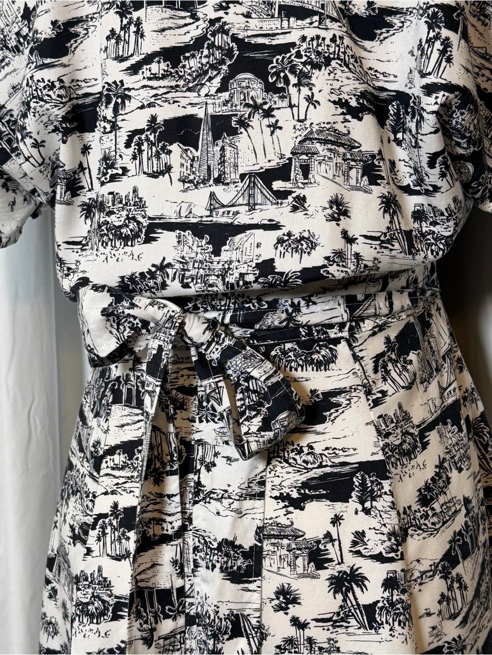 Marine Layer Camila San Francisco Toile Mini Dress Pockets Medium - Picture 12 of 13